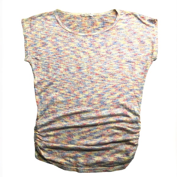SuPeR CUTE One Clothing Speckled COLORS Short Sleeve Dolman Sweater w/Ruching - Picture 5 of 5